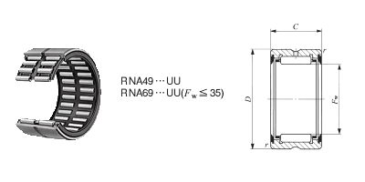 滾針軸承，帶密封RNA 4913UU圖紙