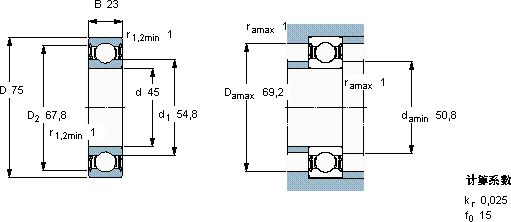 SKF63009-2RS1軸承圖紙