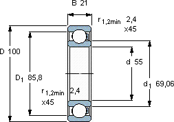 SKF6211/HR11QN軸承圖紙