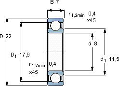 SKF608/HR22T2軸承圖紙