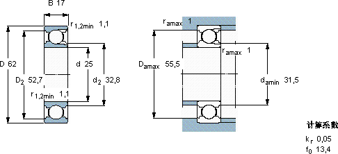 SKF305軸承圖紙