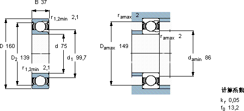 SKF315-2Z軸承圖紙