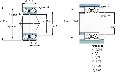 SKF2 x 7072 AGM軸承圖紙