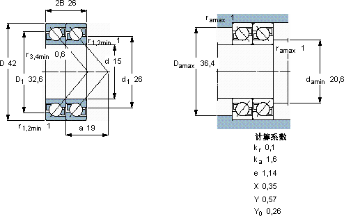 SKF2 x 7302 BECBP軸承圖紙