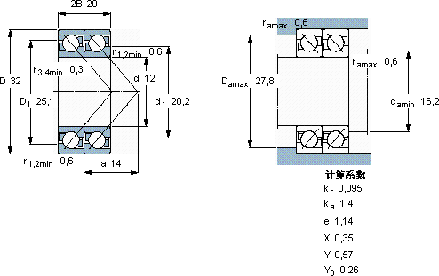 SKF2 x 7201 BEGAP軸承圖紙