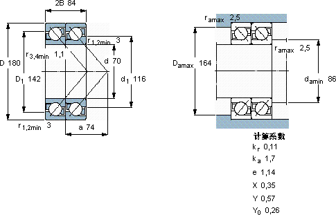 SKF2 x 7414 BGAM軸承圖紙