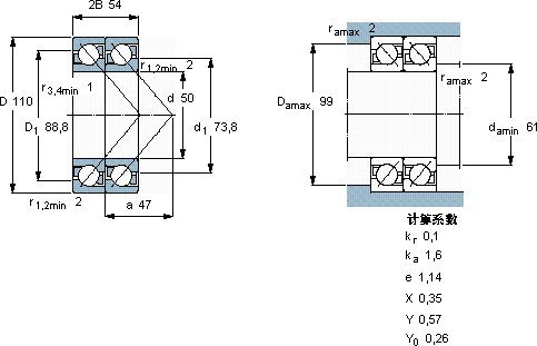 SKF2 x 7310 BEGAF軸承圖紙