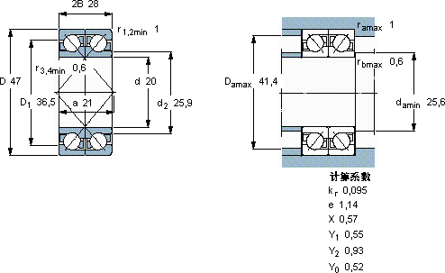 SKF2 x 7204 BECBP *軸承圖紙