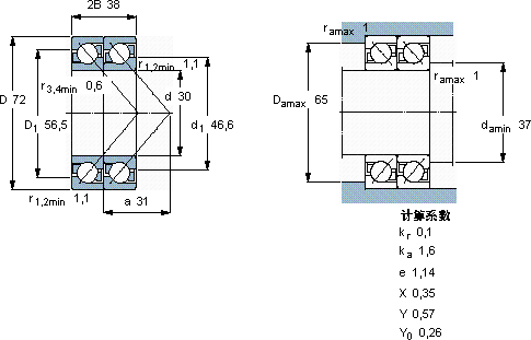 SKF2 x 7306 BECBP *軸承圖紙