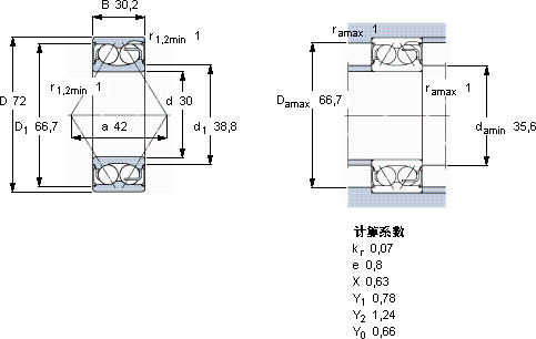 SKF5306 E-2RS1軸承圖紙