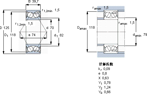 SKF5214 E-2Z軸承圖紙