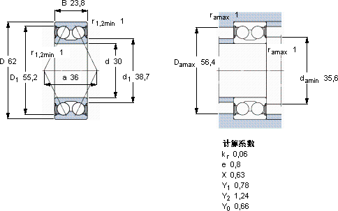 SKF3206 A-2RS1/MT33 *軸承圖紙