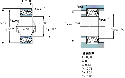 SKF3206 A-2Z/MT33 *軸承圖紙