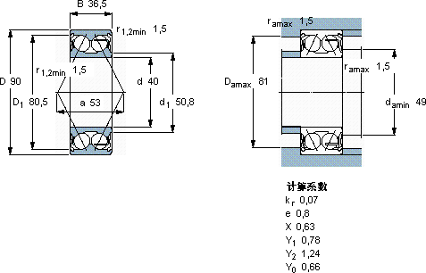 SKF5308 A-2Z *軸承圖紙