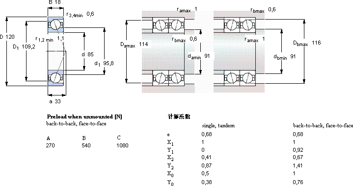SKF71917 ACD/P4A軸承圖紙