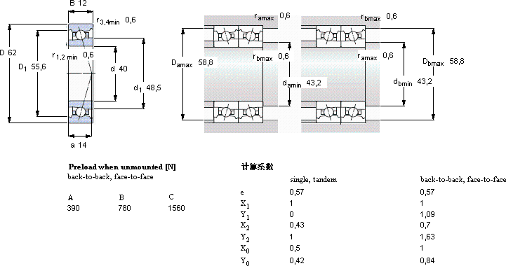 SKF71908 FB/P7軸承圖紙