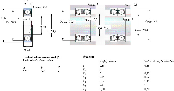 SKFS7009 ACD/HCP4A軸承圖紙