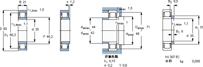 SKFNU 307 ECM *軸承圖紙