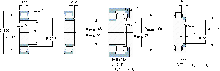 SKFNU 311 ECP *軸承圖紙