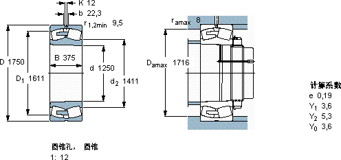 SKF230/1250 CAKF/W33軸承圖紙