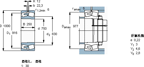 SKF249/750 CAK30/W33軸承圖紙