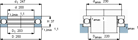 SKF51140 M軸承圖紙