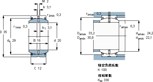 SKFGE 20 ES-2LS軸承圖紙