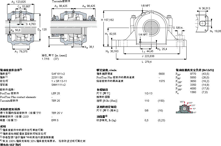 SKFSAF 22611x2軸承圖紙