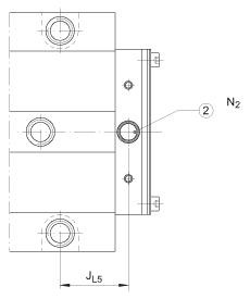 INA夾緊單元 RUKS35-D-A-SO, 直線循環(huán)滾柱軸承及導(dǎo)軌組件，油聯(lián)結(jié)器在上面