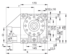 INA齒輪箱 GEtr-63-SCHN-130/165-PF-i, 帶導(dǎo)向鍵連接的驅(qū)動軸，中心距離 a0 = 63 mm