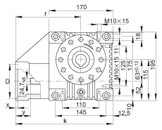 INA齒輪箱 GEtr-63-SCHN-130/165-KL-i, 帶夾緊連接的驅(qū)動軸，中心距離 a0 = 63 mm