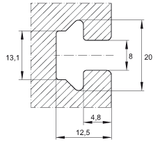INA導(dǎo)軌 TSMW20, 中空截面輪廓，帶安裝槽，帶一根軌道軸；可提供耐腐蝕設(shè)計(jì)