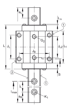 INA球單軌引導系統(tǒng) KUVE30-B-NL, 低長系列滑塊，四排；可提供耐腐蝕設計