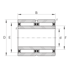 INA滾針軸承 NAO30X45X26-ZW-ASR1, 無擋邊，雙列