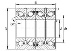 INA推力角接觸球軸承 ZKLN3062-2RS-2AP, 配對，雙向，兩側(cè)唇密封