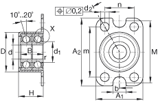 INA角接觸球軸承單元 ZKLR0624-2Z, 雙向，螺釘安裝，兩側(cè)間隙密封