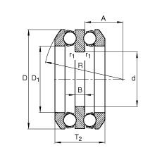 FAG推力深溝球軸承 54322-MP + U322, 根據(jù) DIN 711/ISO 104 標準的主要尺寸，單向，帶球面軸承座圈和一個或兩個座圈，可分離