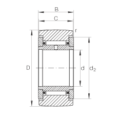 INA支撐型滾輪 NAtr5, 軸向引導(dǎo)，兩側(cè)間隙密封