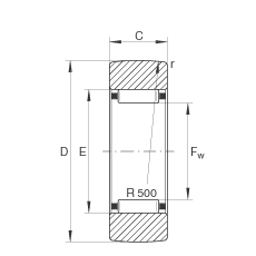 INA支撐型滾輪 RSTO30, 無軸向引導(dǎo)，外圈無擋邊