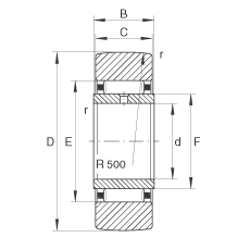 INA支撐型滾輪 STO50, 無(wú)軸向引導(dǎo)，外圈無(wú)擋邊