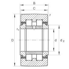 INA支撐型滾輪 PWtr15-2RS, 滿裝滾子，軸向引導(dǎo)，兩側(cè)唇密封