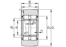 INA支撐型滾輪 NNtr65X160X75-2ZL, 滿裝滾子，軸向引導(dǎo)，兩側(cè)唇密封