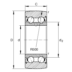 INA滾輪 LR50/5-2RSR, 雙向，兩側(cè)密封