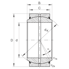 INA關(guān)節(jié)軸承 GE200-DO-2RS, 根據(jù) DIN ISO 12 240-1 標(biāo)準(zhǔn), 需維護(hù)，兩側(cè)唇密封