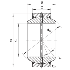 INA關節(jié)軸承 GE260-FO-2RS, 根據(jù) DIN ISO 12 240-1 標準, 需維護，兩側唇密封
