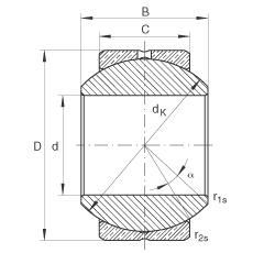 INA關節(jié)軸承 GE8-PB, 根據(jù) DIN ISO 12 240-1 標準，尺寸系列 K，需維護