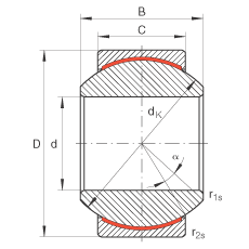 INA關(guān)節(jié)軸承 GE8-PW, 根據(jù) DIN ISO 12 240-1 標(biāo)準(zhǔn)，尺寸系列 K，免維護(hù)