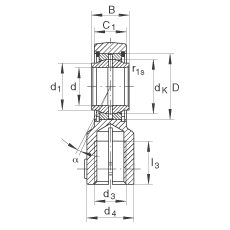 INA液壓桿端軸承 GIHNRK20-LO, 根據(jù) DIN ISO 12 240-4 標(biāo)準(zhǔn)，帶右旋螺紋夾緊裝置，需維護(hù)