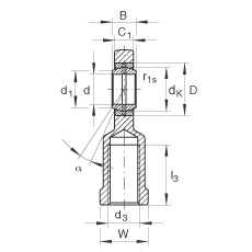 INA桿端軸承 GIL6-DO, 根據(jù) DIN ISO 12 240-4 標準，帶左旋內(nèi)螺紋，需維護