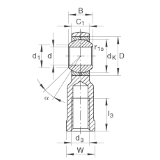 INA桿端軸承 GIKL12-PB, 根據(jù) DIN ISO 12 240-4 標(biāo)準(zhǔn)，帶左旋內(nèi)螺紋，需維護(hù)